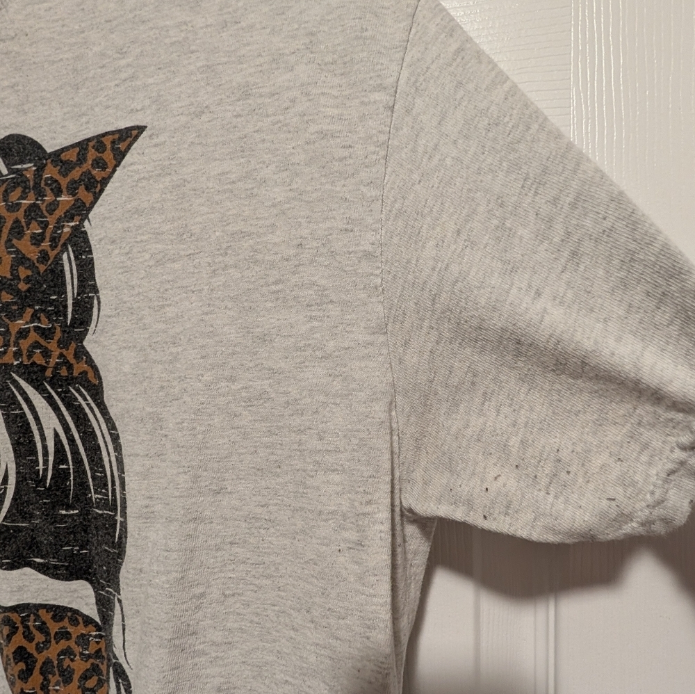 Gildan Gray Thankful Pumpkin Leopard Graphic Tee Fall Shirt M Pumpkin Casual - Picture 5 of 7